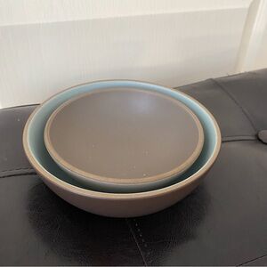 $82 Heath Ceramics Coupe 6.5" dia Brown Cereal Bowl & 5.5" dia Grey Dessert Bowl